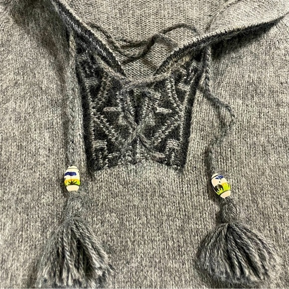 Alpaca Blend Women Sweater Small /Alpaca Pullover Fringe Jumper/Gray Winter - Picture 6 of 10